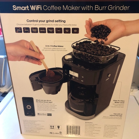 Atomi smart WiFi coffeemaker with grinder